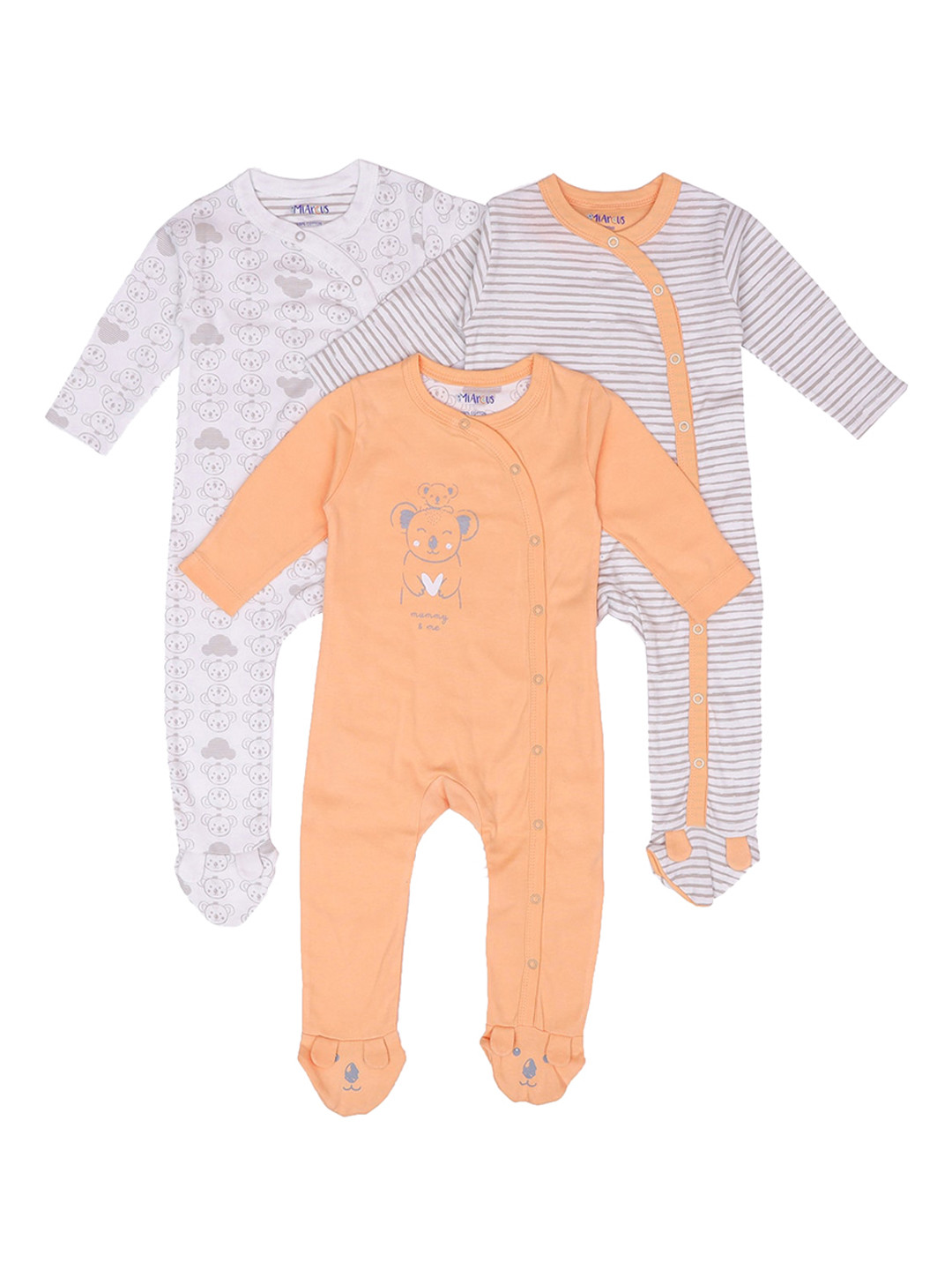 MiArcus Infant Kids Pack Of 3 Cotton Sleepsuits