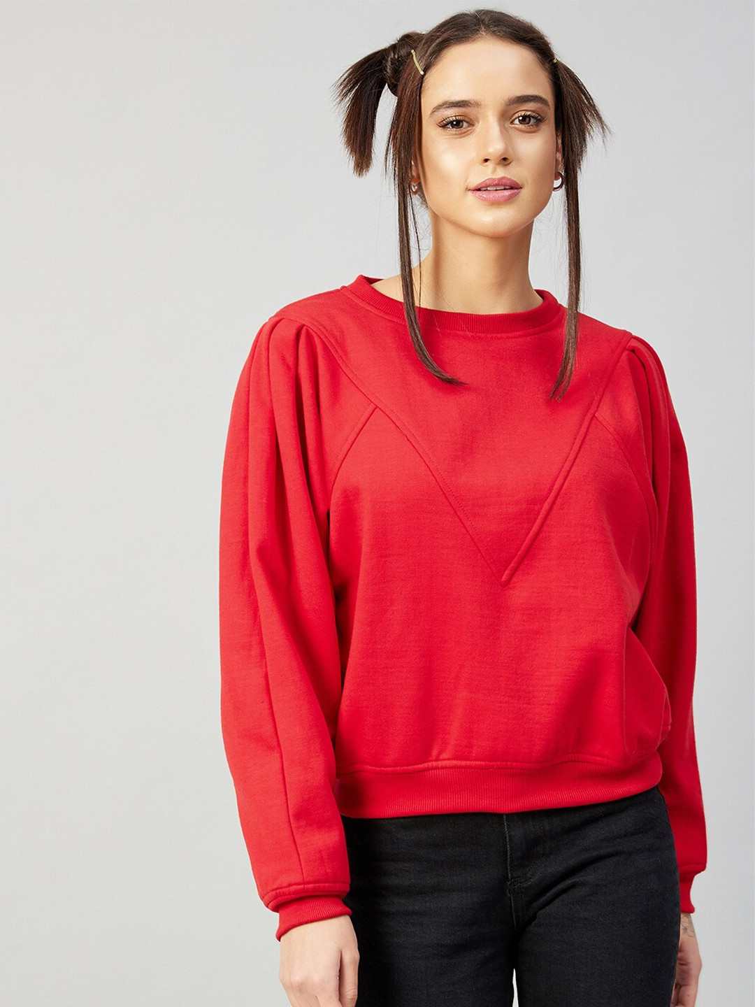 Athena Women Red Fleece Sweatshirt