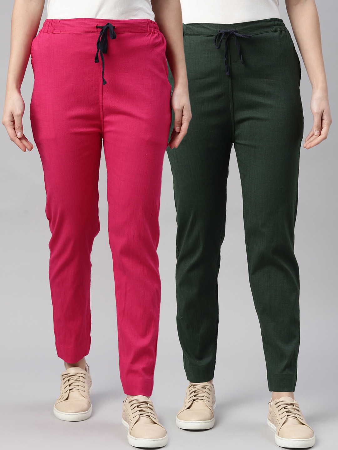 Kryptic Women Pink & Green Pack of 2 Joggers Trousers