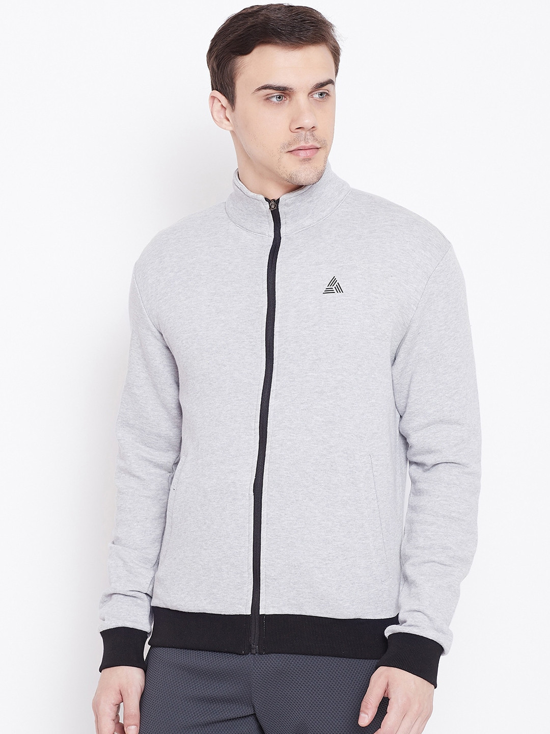 ATHLISIS Men Grey Melange Training or Gym Sporty Jacket