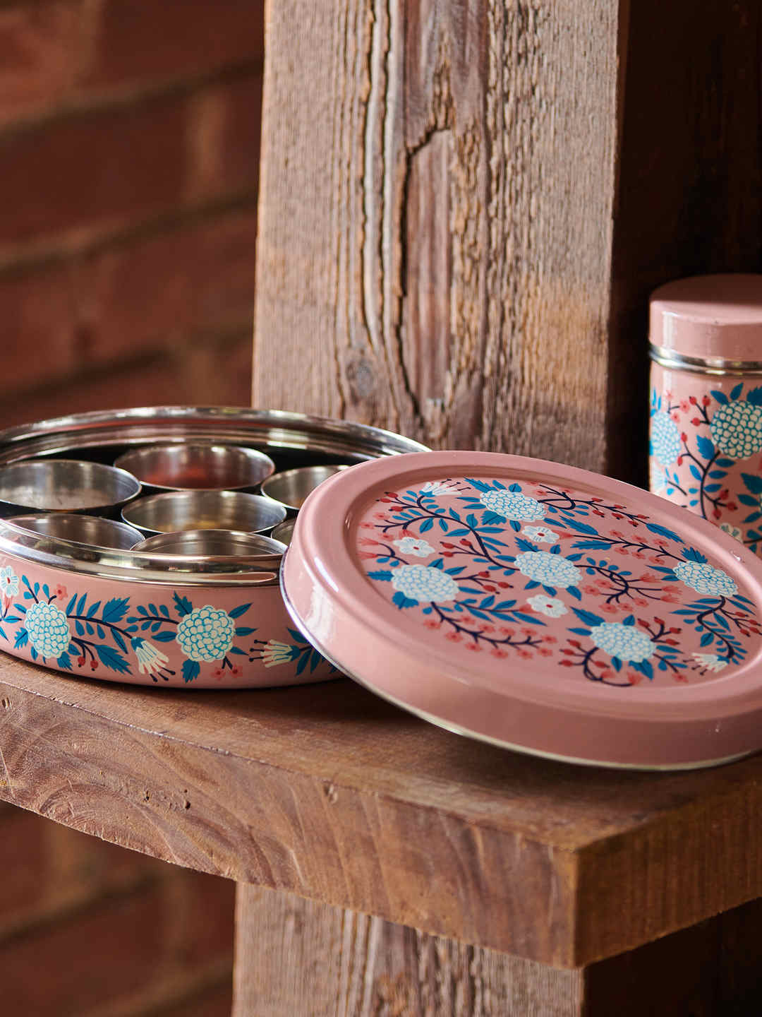 Chumbak Peach-Coloured Floral Spice box