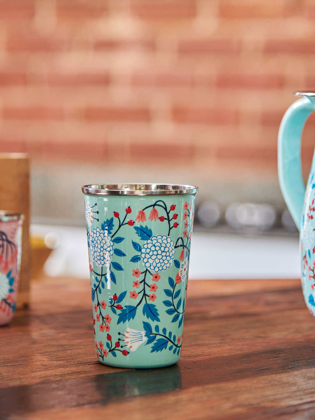 Chumbak Blue & White Handpainted Stainless Steel Tumbler