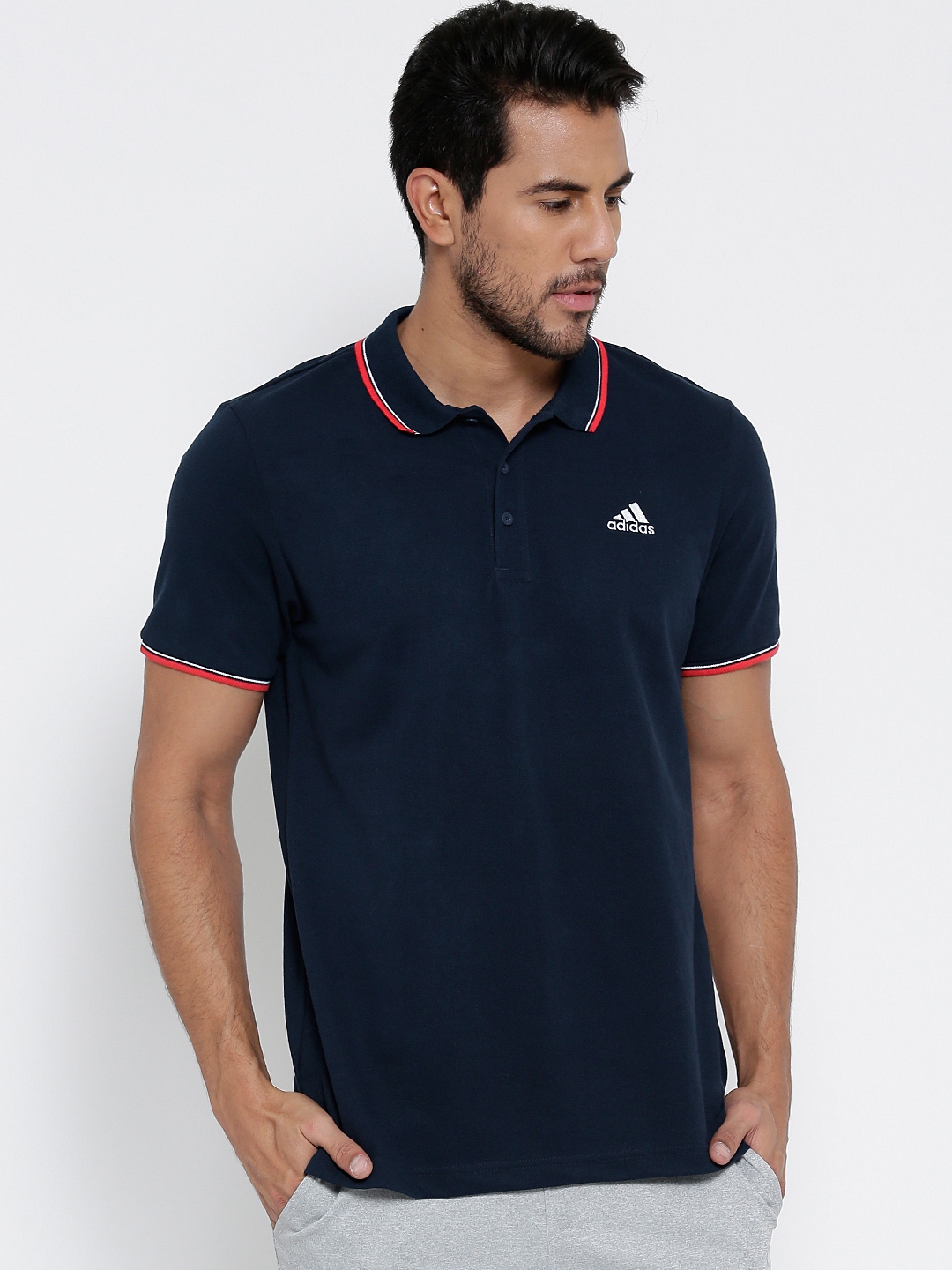 Adidas navy blue sales polo t shirt