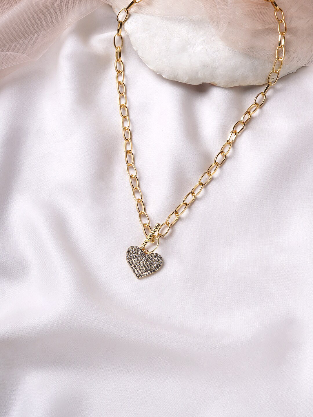 BEWITCHED Gold-Toned & White Stone Studded Necklace