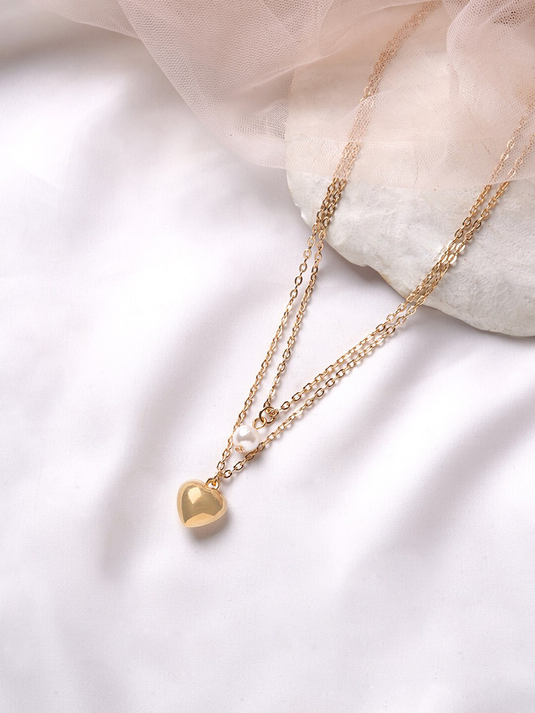 BEWITCHED Gold-Toned & White Pearl Layered Necklace