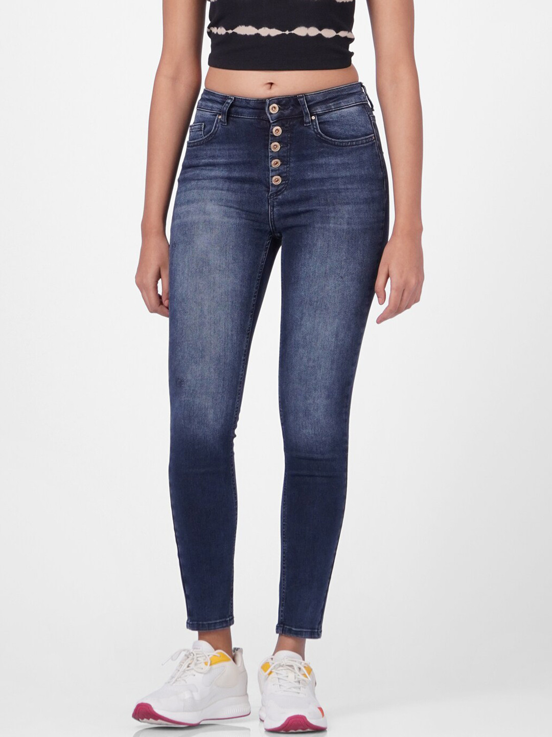 ONLY Women Blue Skinny Fit High-Rise Light Fade Stretchable Jeans