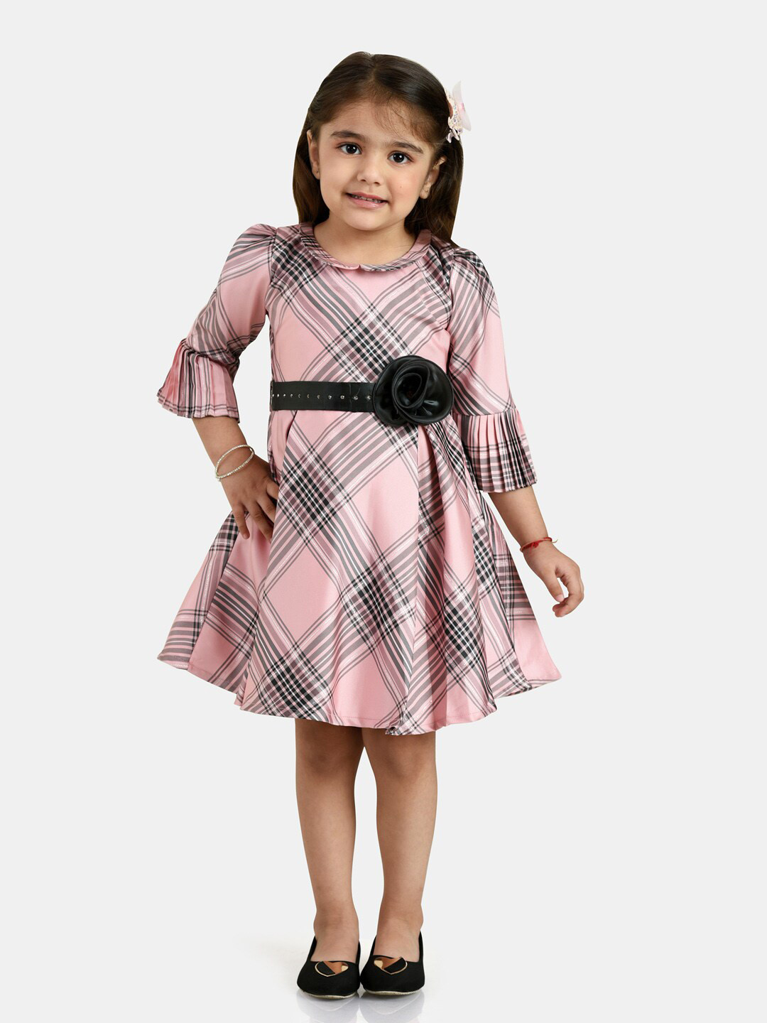 Peppermint Pink & Black Checked Jacquard Dress