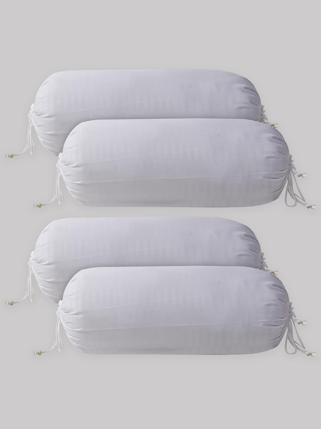 Kuber Industries  Set of 4 White Linning Design Cotton Bolster Covers