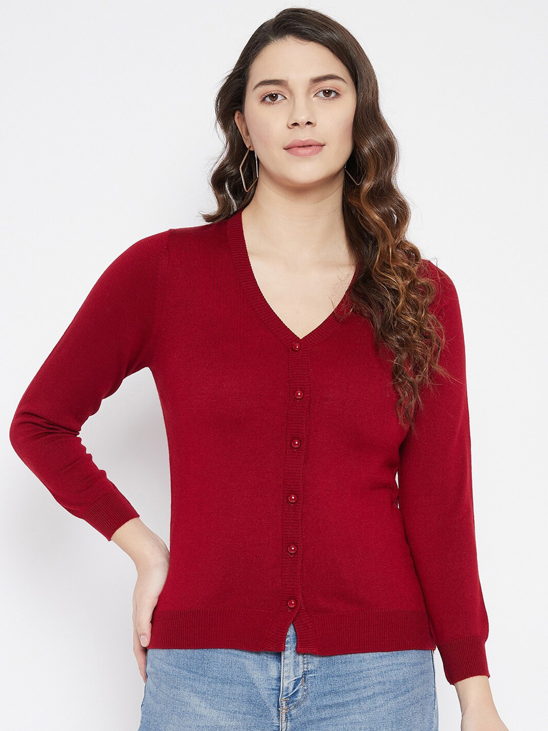 Zigo Women Maroon Cardigan