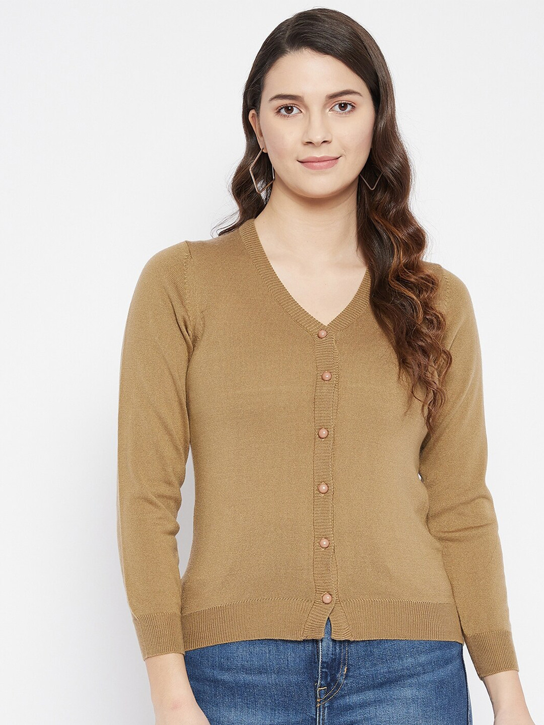 Zigo Women Brown Wool Cardigan
