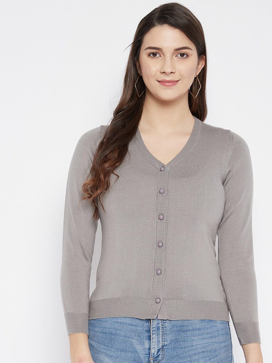 Zigo Women Grey Wool Cardigan