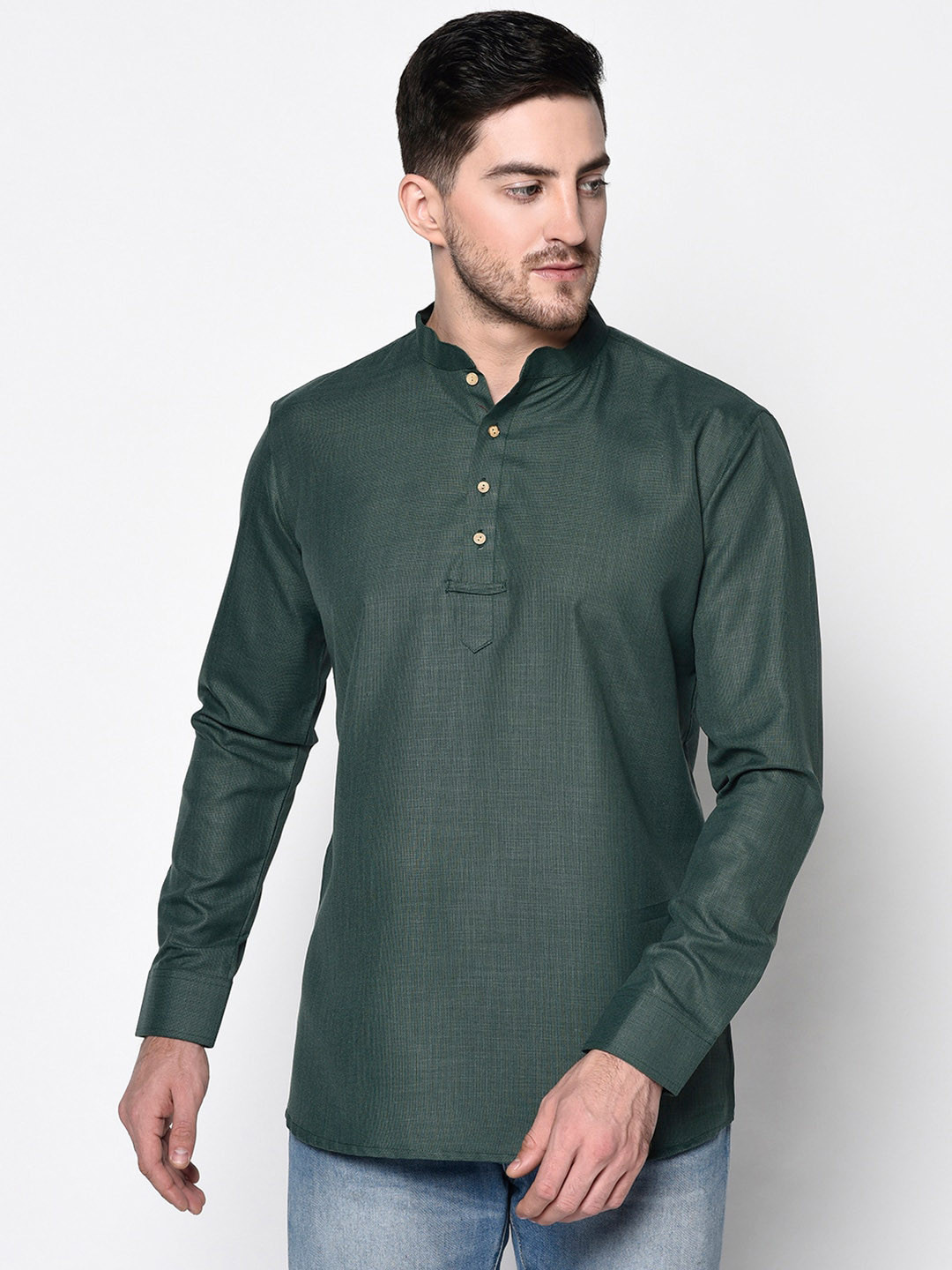 TABARD Men Green Cotton Kurta