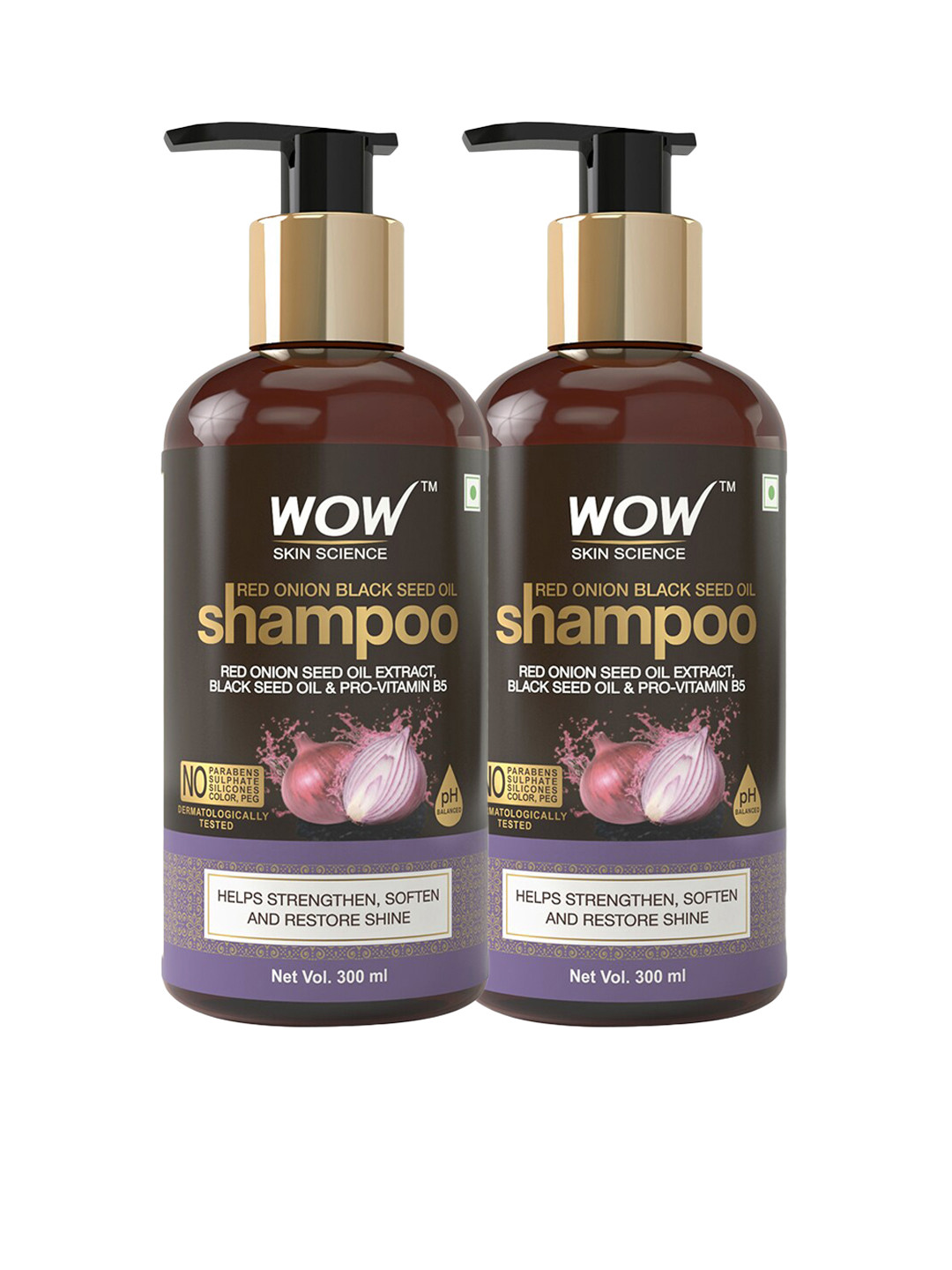 WOW SKIN SCIENCE Set of 2 Onion Black Seed Oil Shampoo