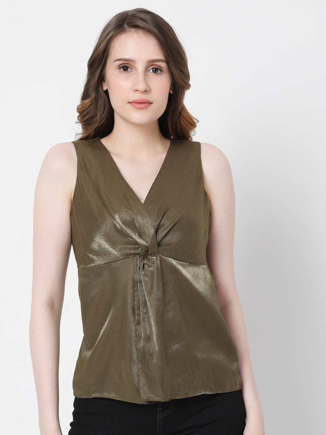 Vero Moda Olive Green Twisted Top