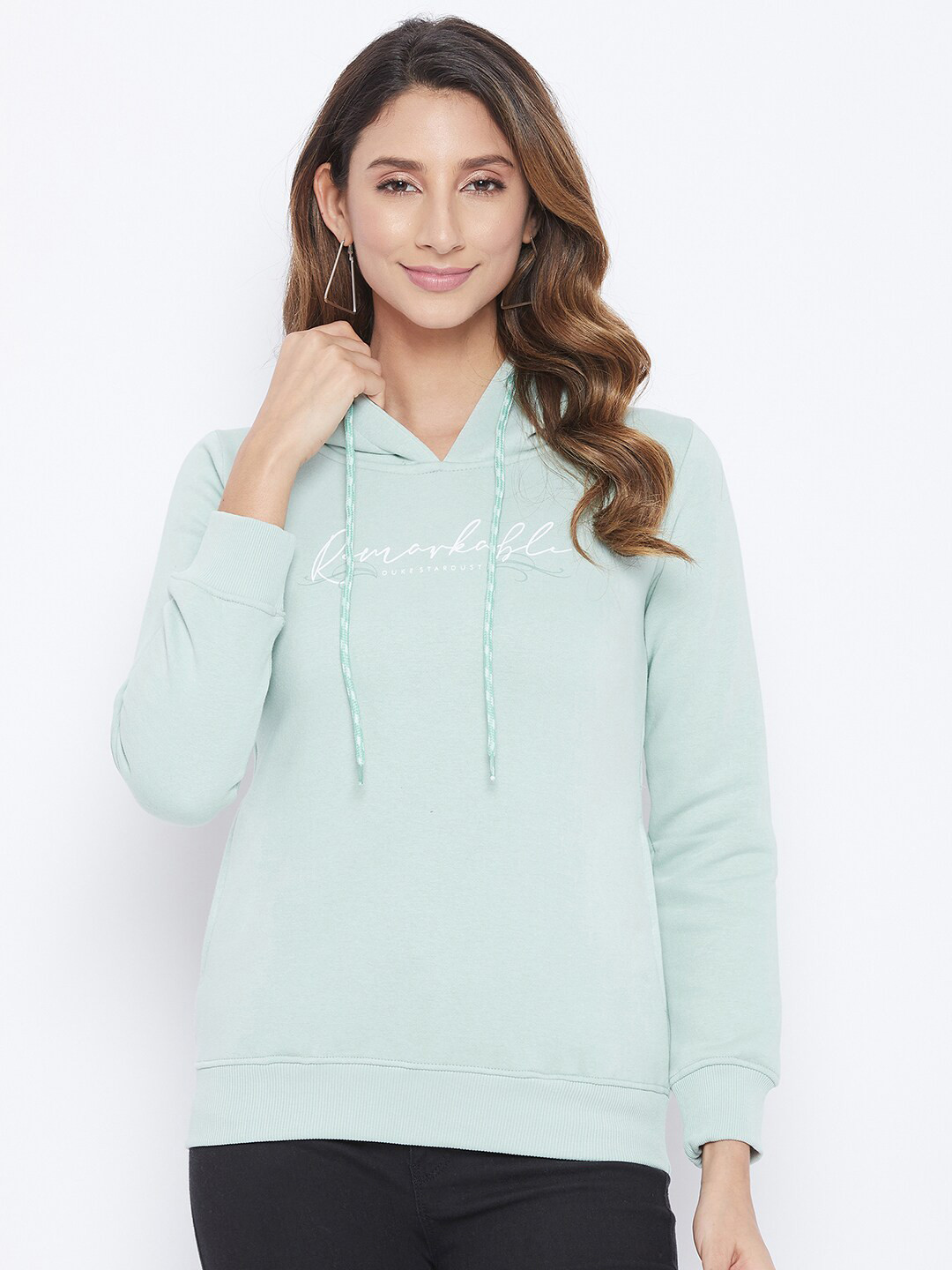 Duke Women Sea Green Fleece Hooded Sweatshirt