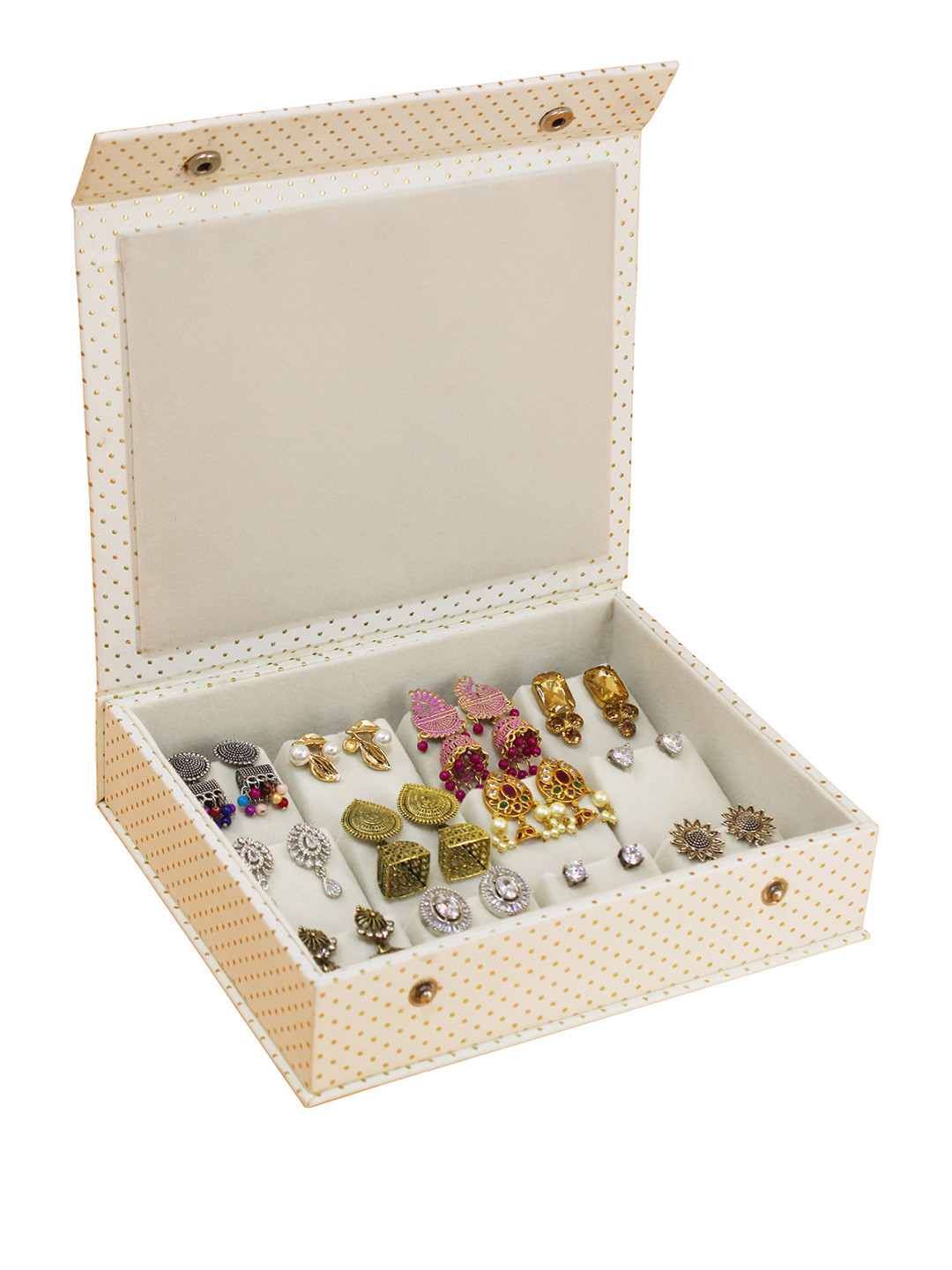 atorakushon Cream Printed Jewellery Oraganizer