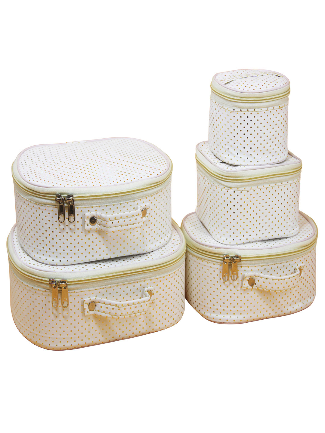 atorakushon White Set of 5 Printed Vanity Organizer
