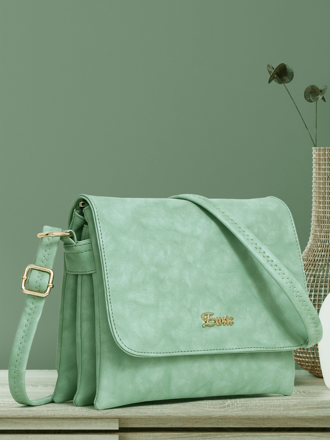 Exotic Green PU Structured Sling Bag
