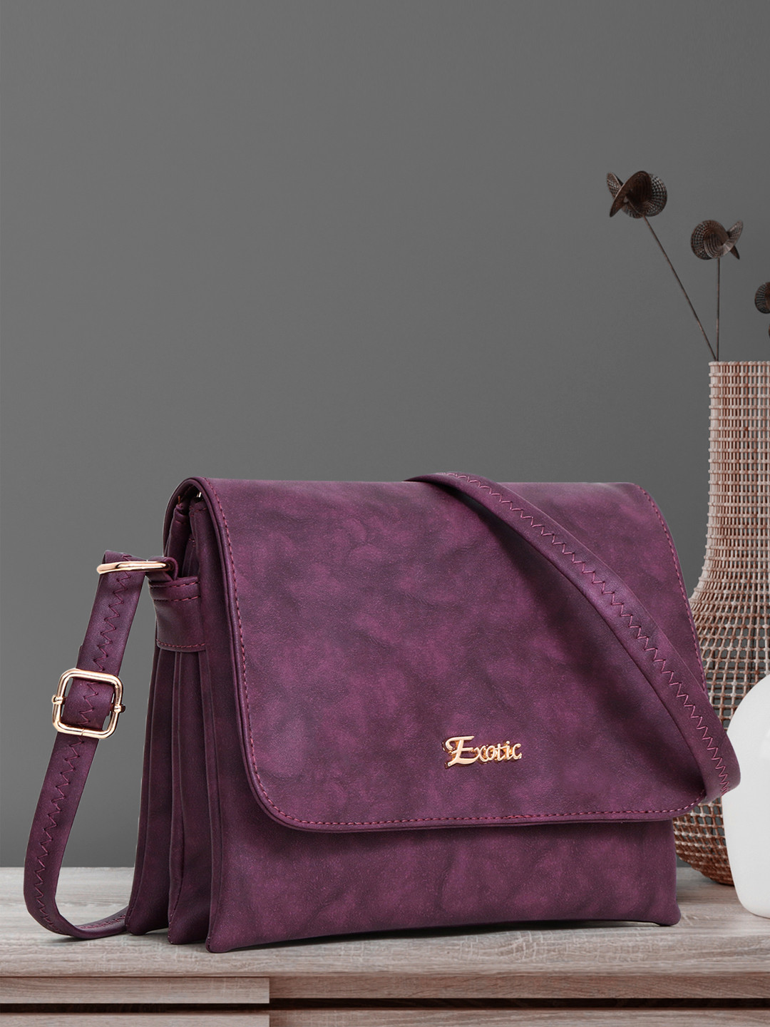 Exotic Purple PU Structured Sling Bag
