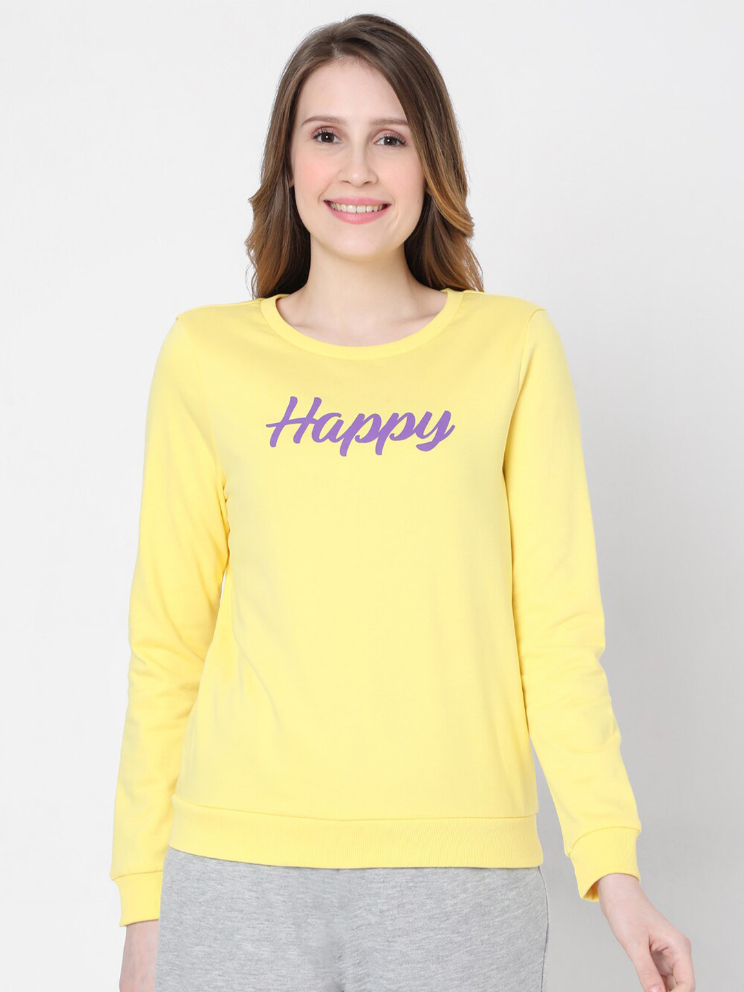 Vero Moda Women Yellow Printed Sweatshirt