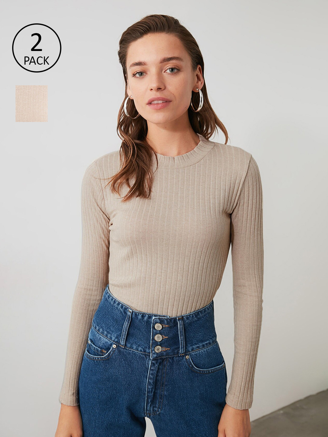 Trendyol Women Pack of 2 Ribbed Top