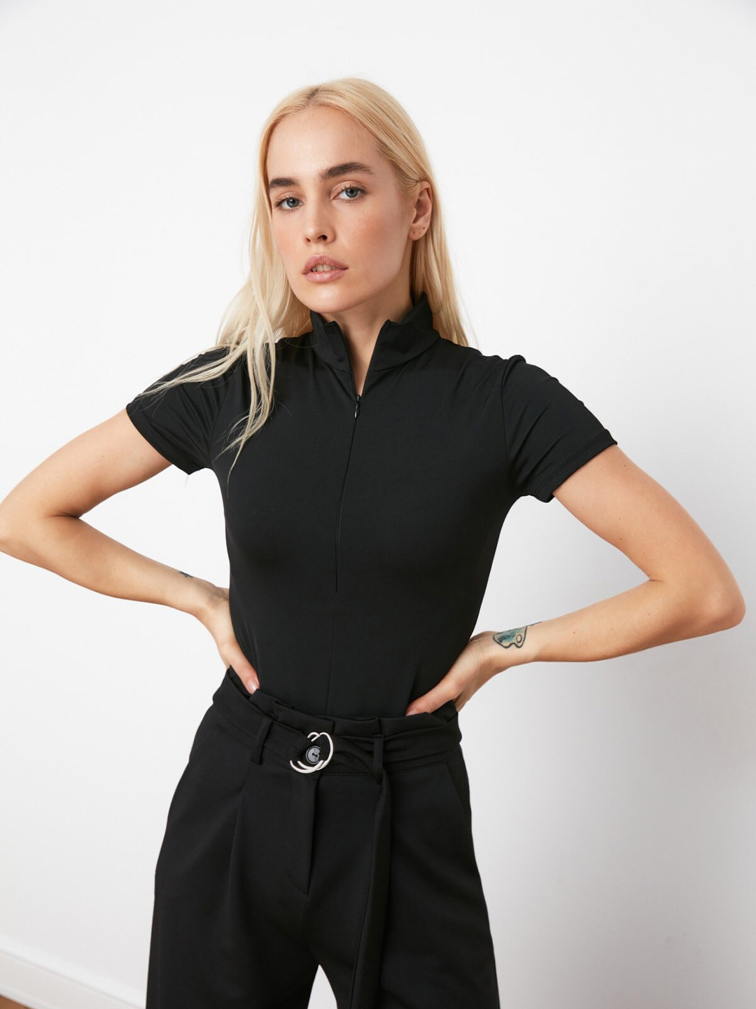 Trendyol Black High Neck Top
