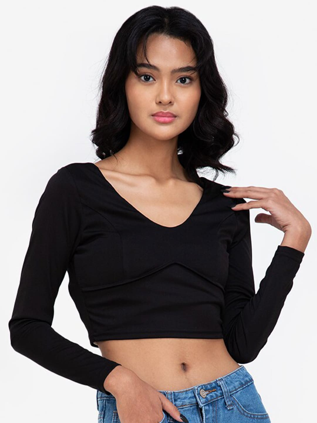 ZALORA BASICS Black Crop Top