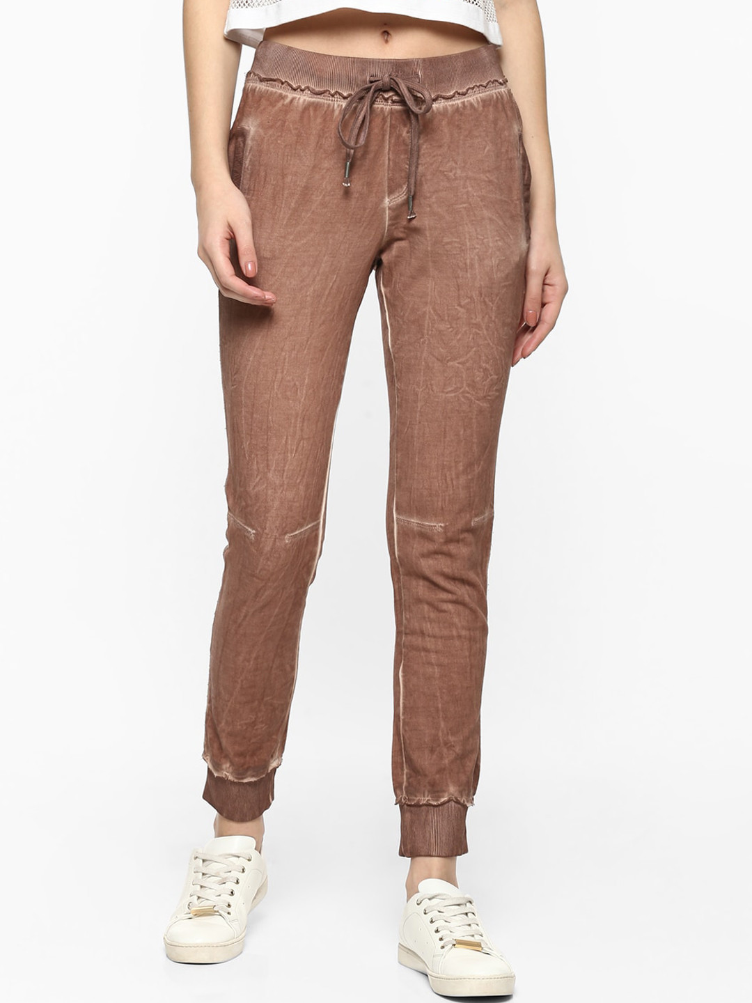 Porsorte Women Brown Tapered Fit Cotton Joggers Trousers