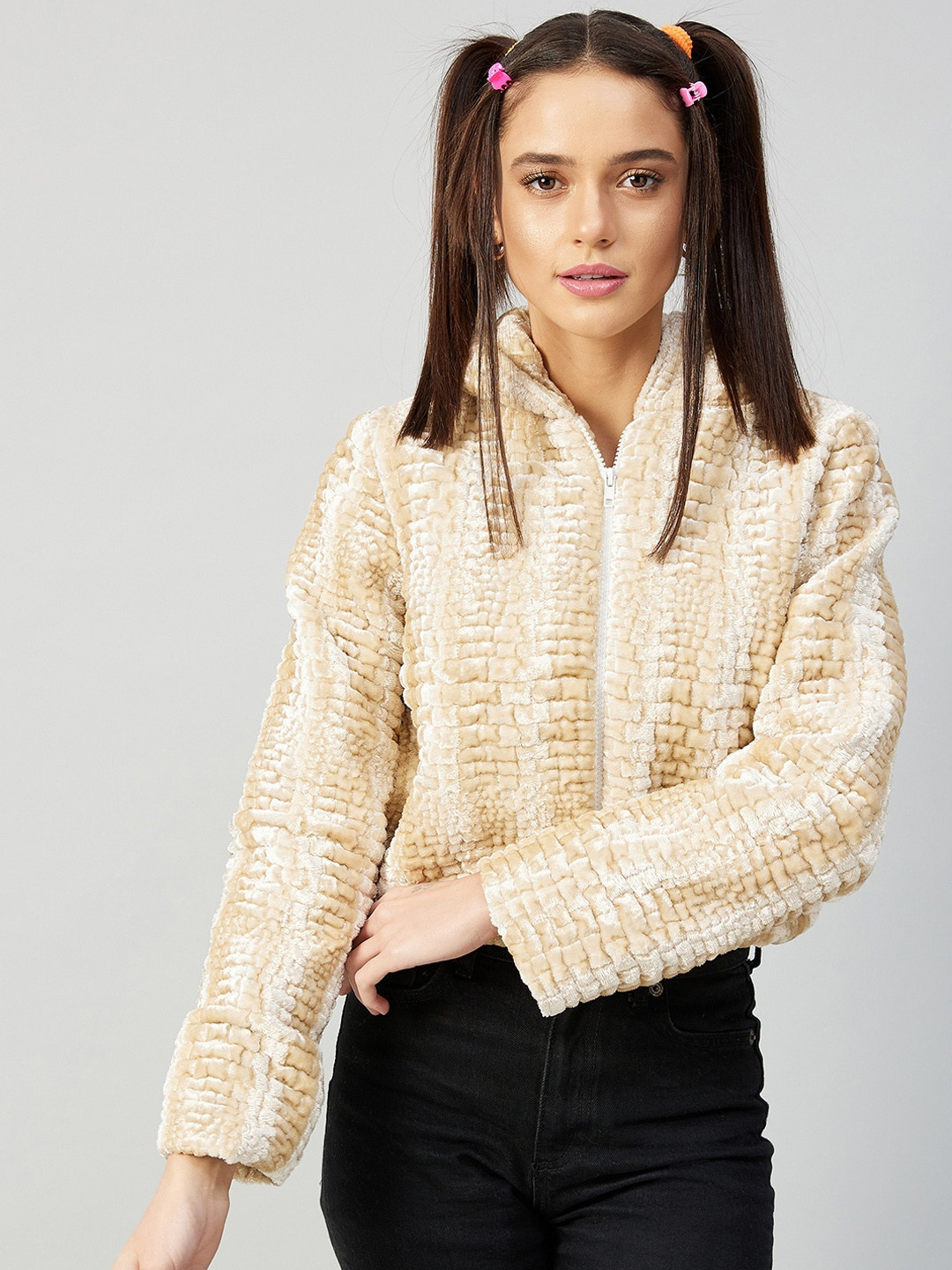 Athena Women White Crop Tailored Jacket
