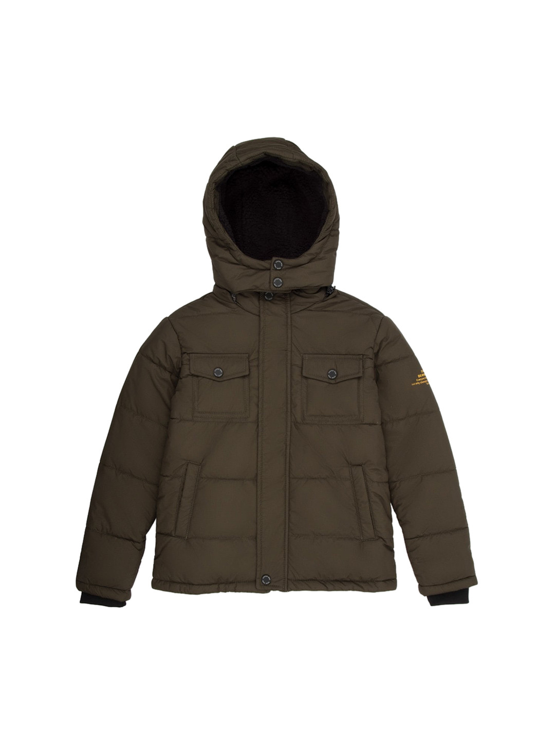 Status Quo Boys Olive Green Yellow Padded Jacket