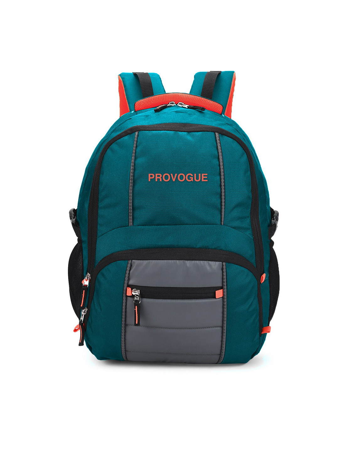 Provogue Adult Sea Green & Orange Brand Logo Backpack with Reflective Strip 35 L