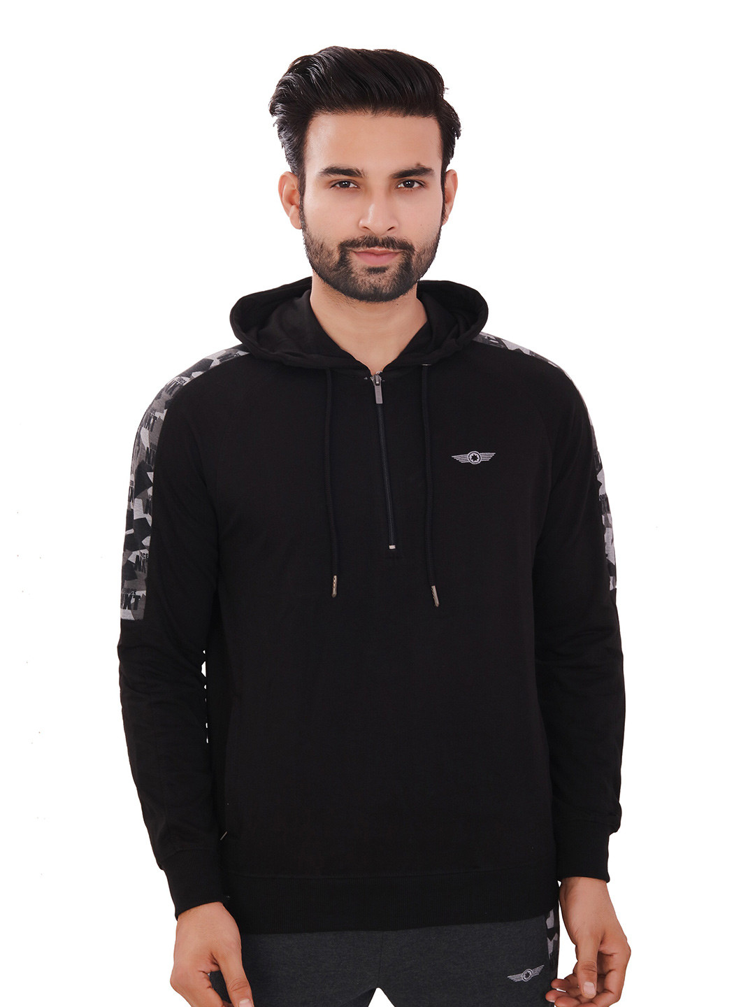 Force NXT Men Black Hooded Sweatshirt