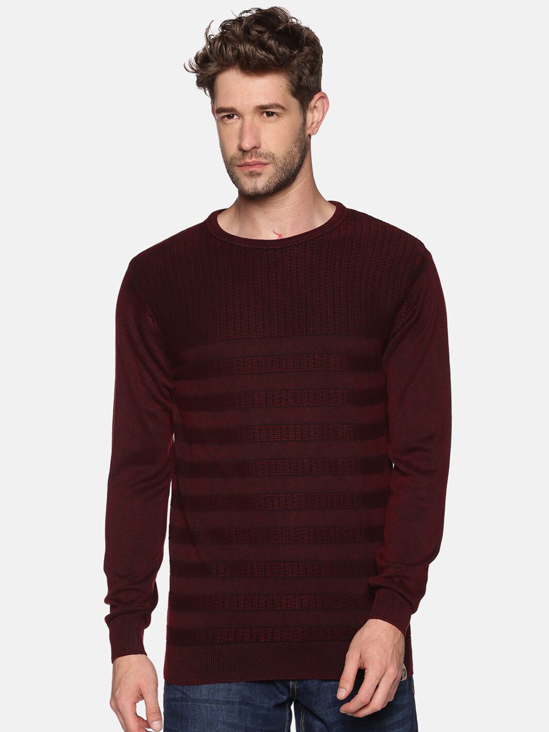 SHOWOFF Men Maroon Acrylic Pullover