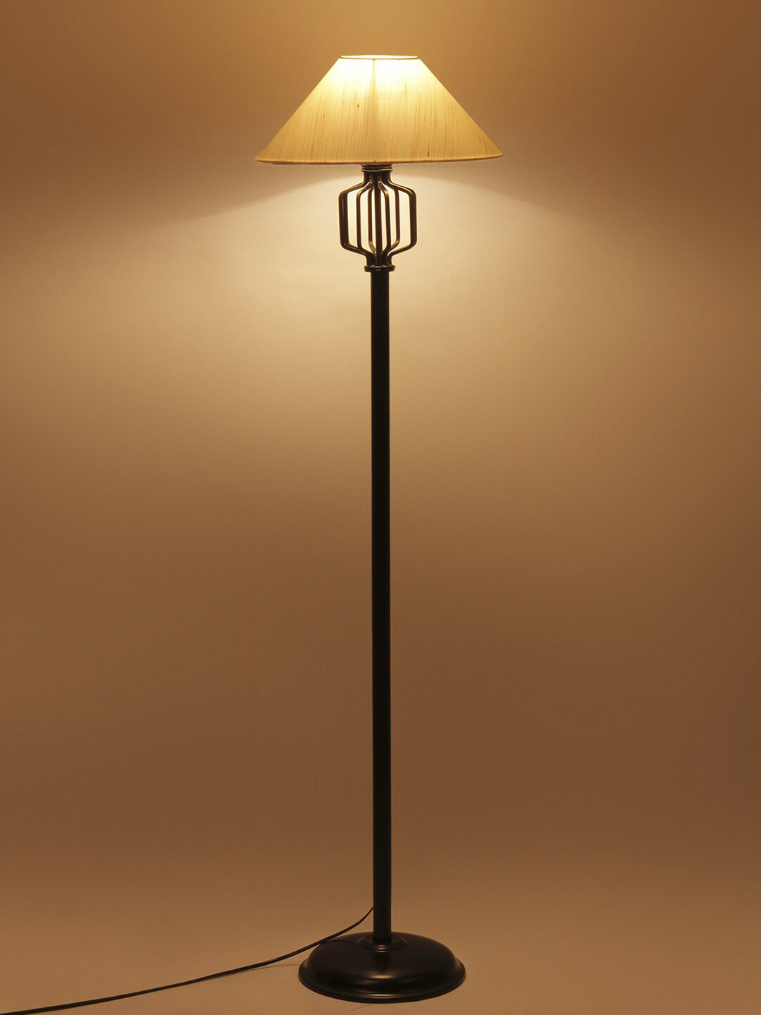 Devansh White Iron Floor Lamp with Cotton Shade