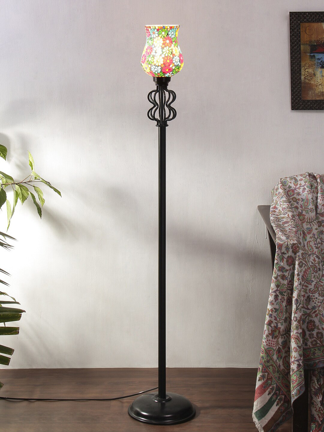 Devansh Multi Iron Mosaic Glass Floor Lamp