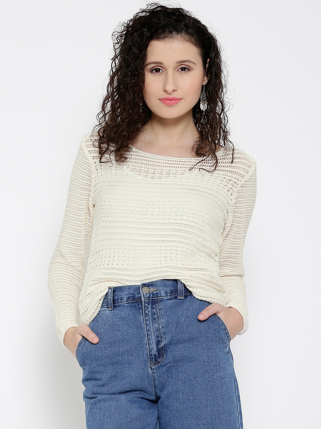white open knit sweater