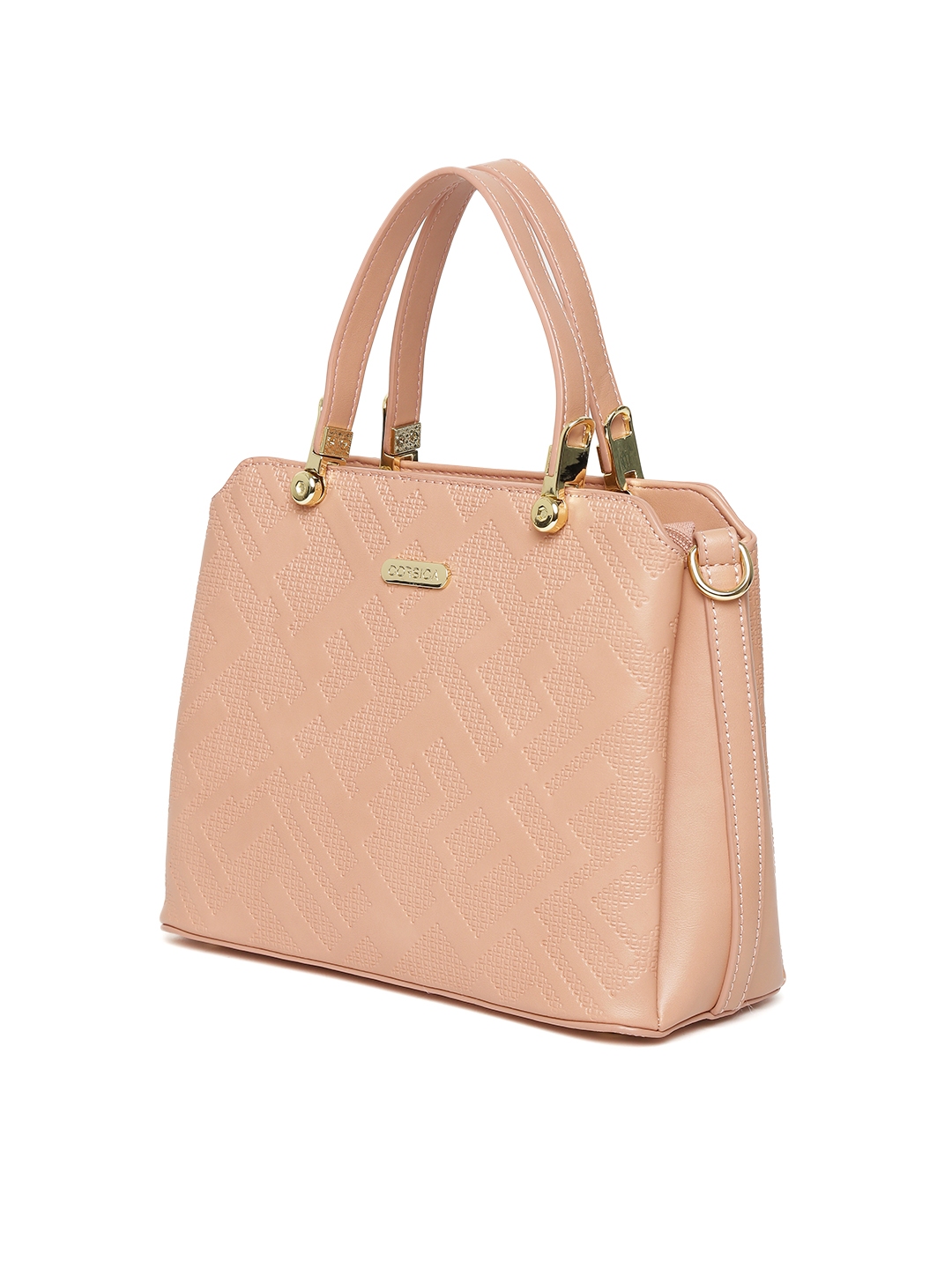 Corsica Dusty Pink Textured Handbag With Sling Strap Handbags Image