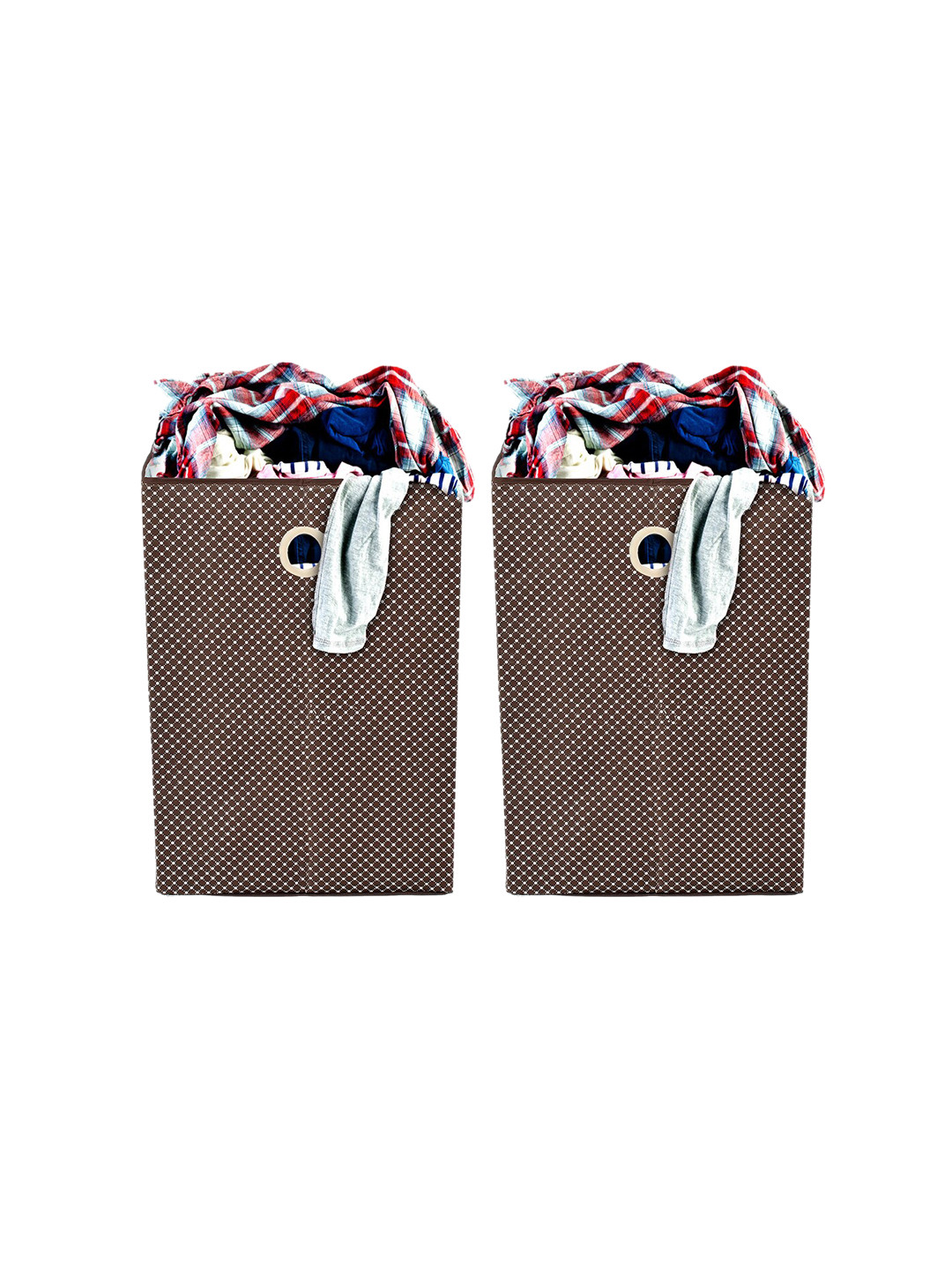 Kuber Industries Set Of 2 Foldable Large Laundry basket With Handles