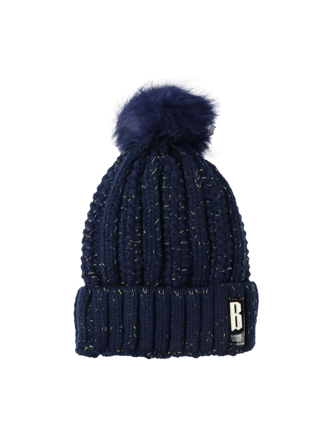 iSWEVEN Unisex Blue Solid Woolen Beanie Cap
