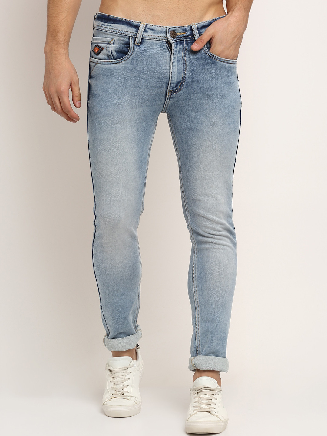 LOUIS STITCH Men Blue Narrow Slim Fit Heavy Fade Acid Wash Stretchable Jeans