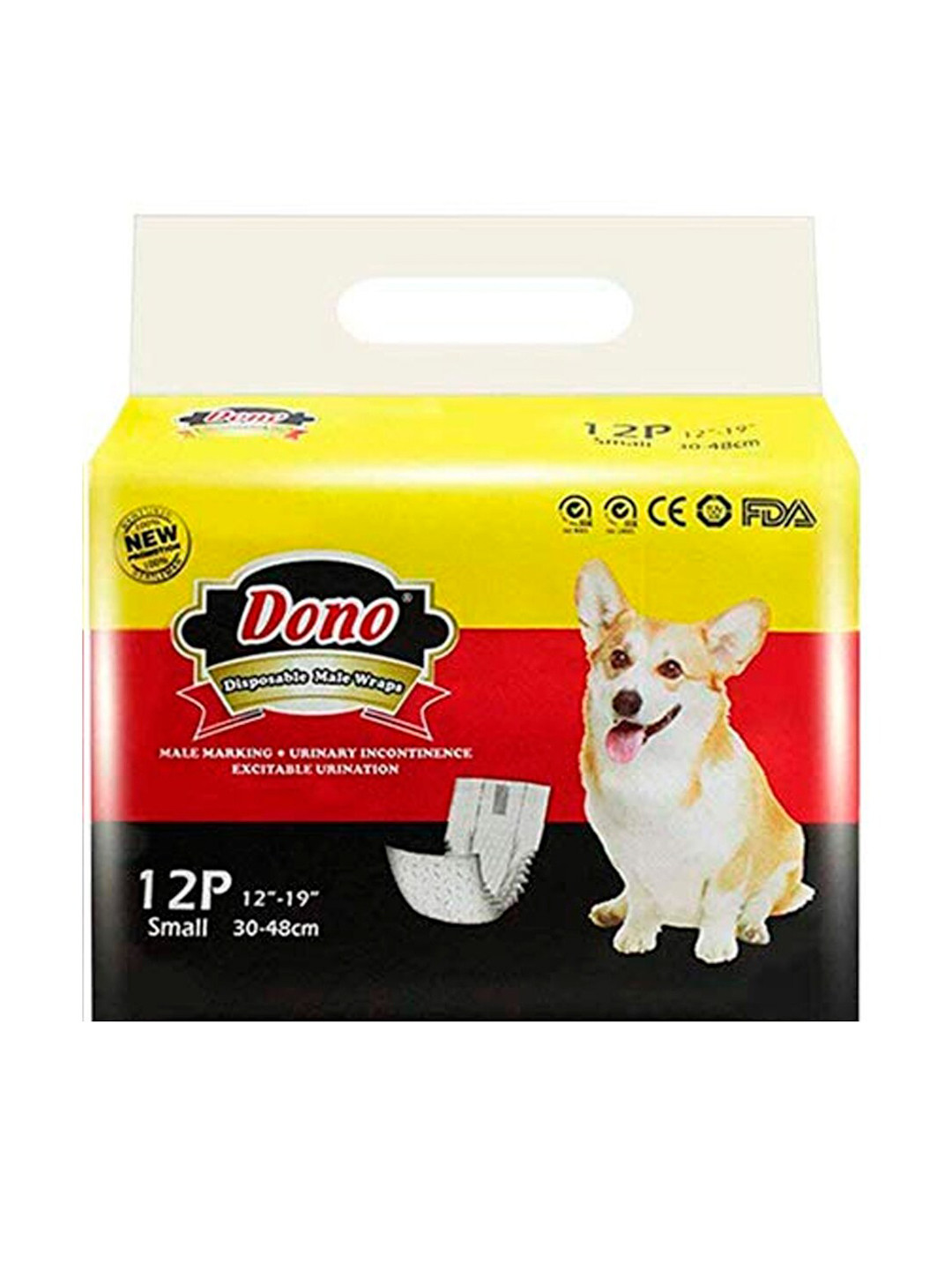 Emily pets Set Of 12 White & Black Solid Disposable Dog Diapers