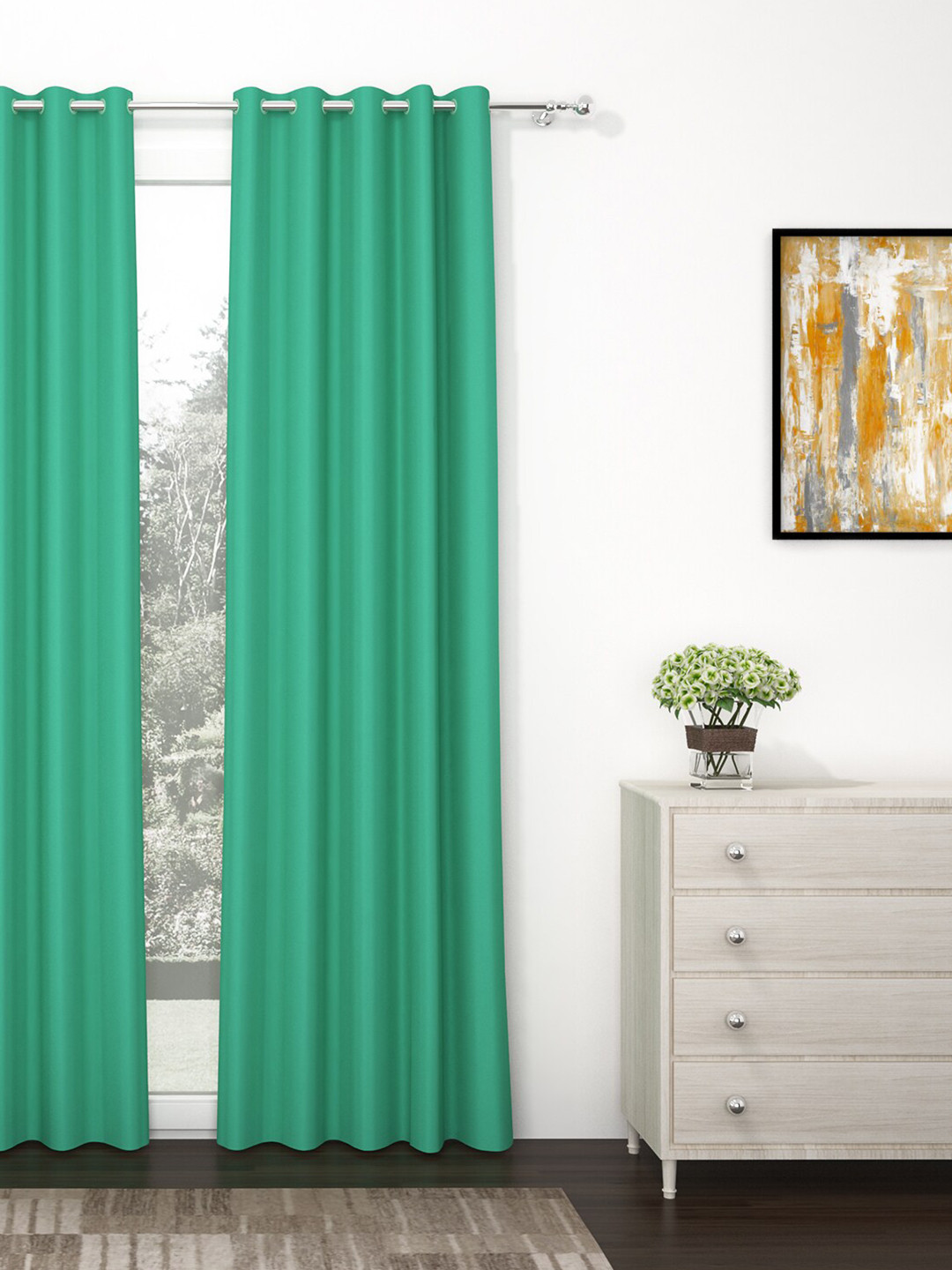 Story@home Green Black Out Door Curtain