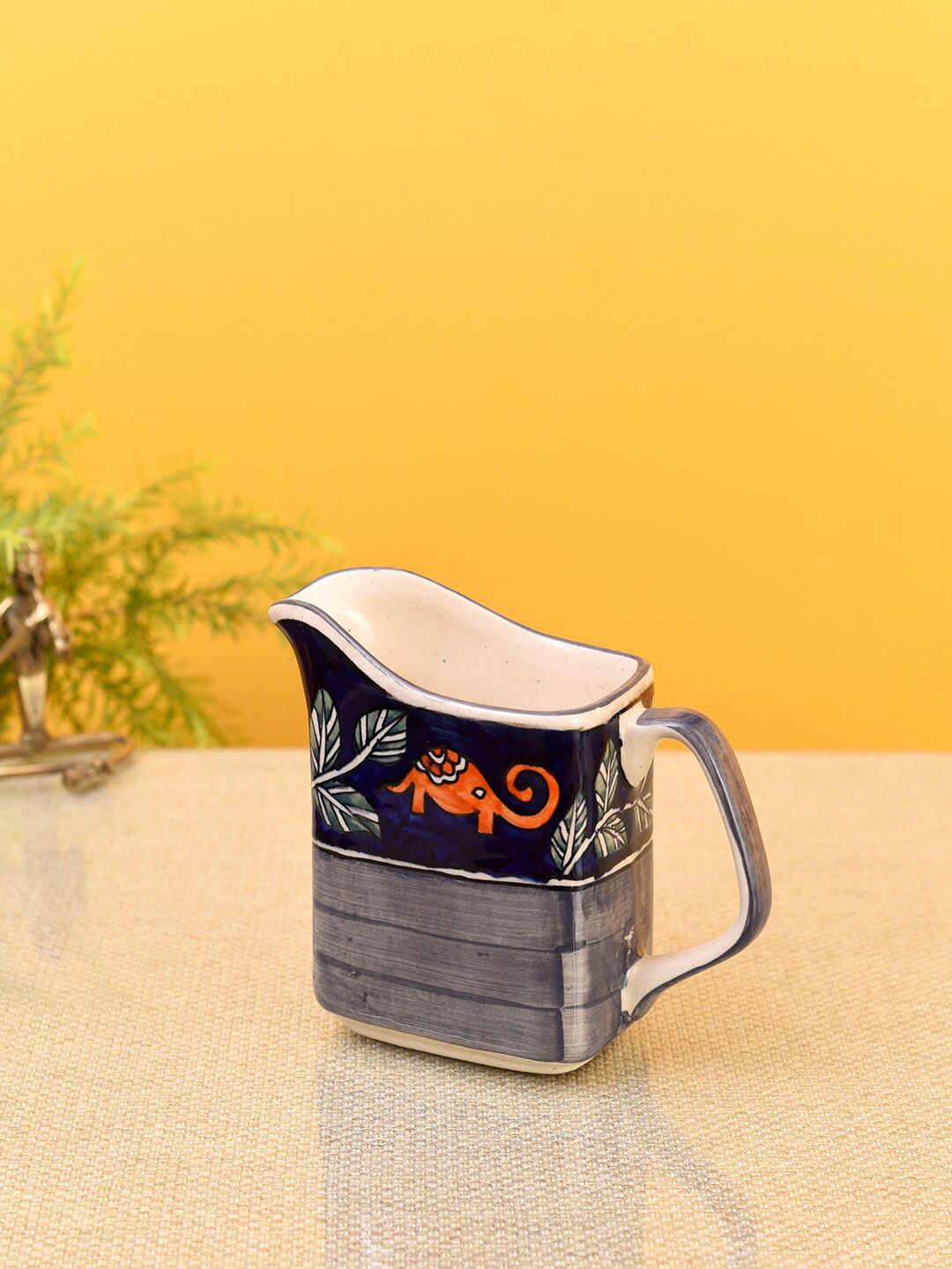 AAKRITI ART CREATIONS Mothers Day Gift Blue Animal Print Ceramic Handmade Cup-230ml