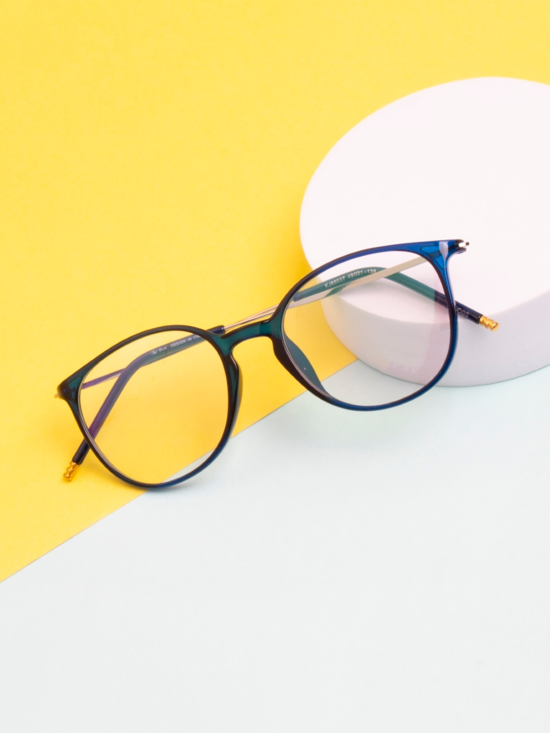Ted Smith Unisex Blue Full Rim Round Frames Eyeglasses