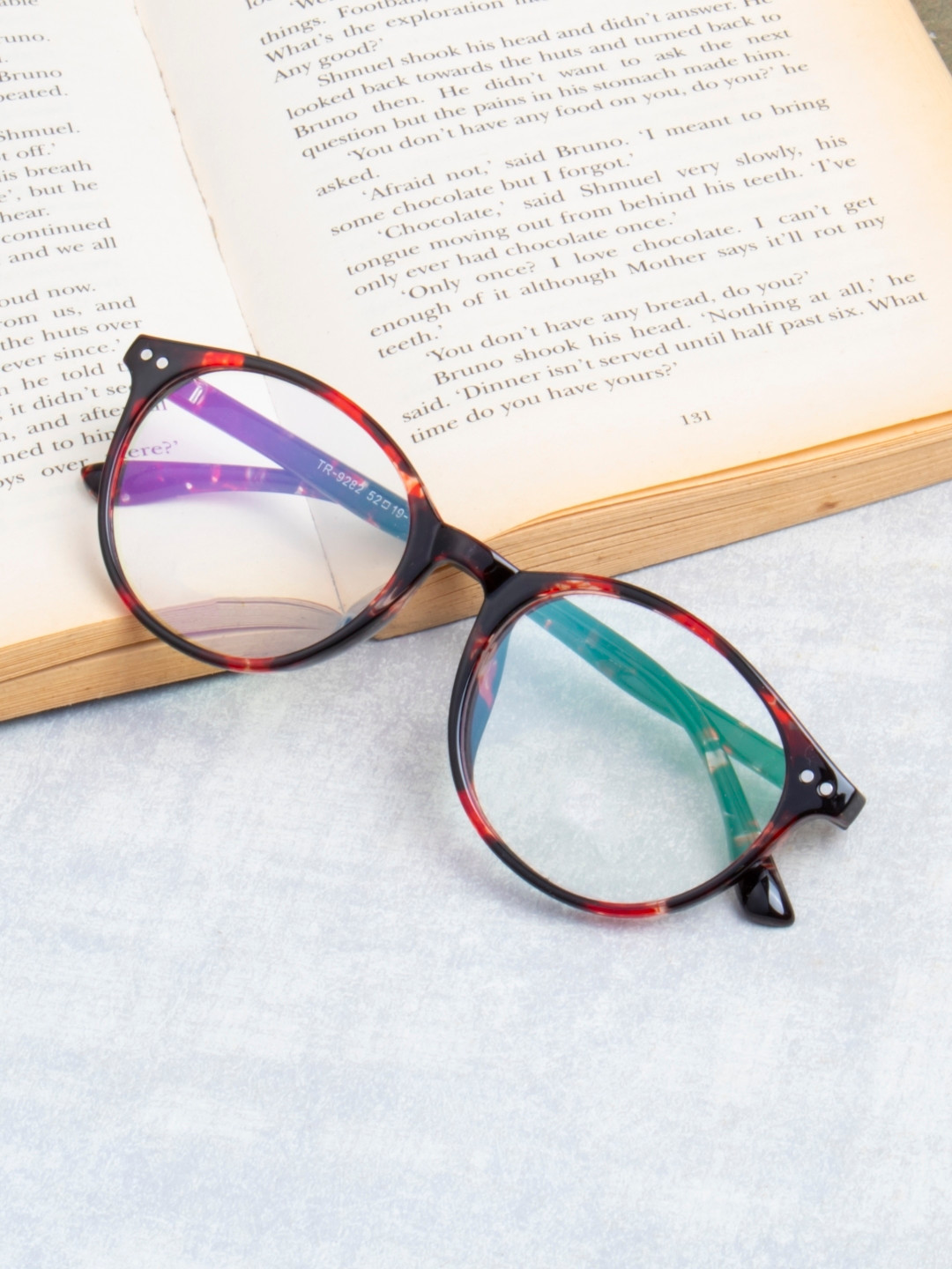 Ted Smith Unisex Maroon & Black Tortoise Shell Full Rim Round Frames Eyeglasses