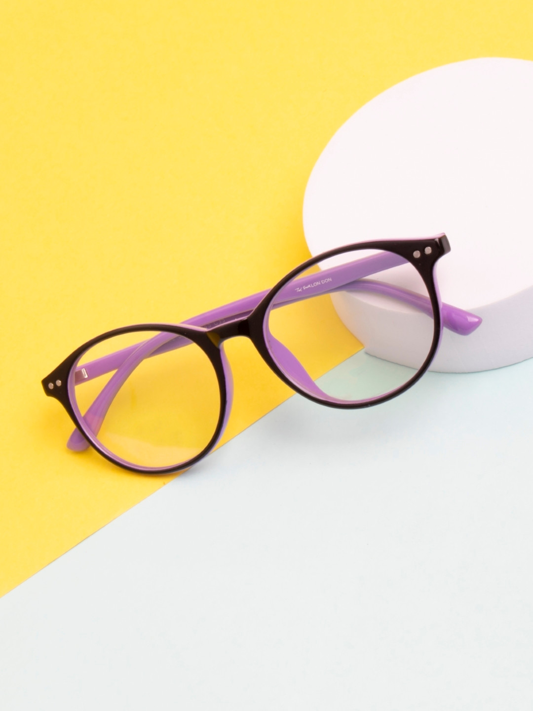 Ted Smith Unisex Purple & Black Full Rim Round Frames Eyeglasses