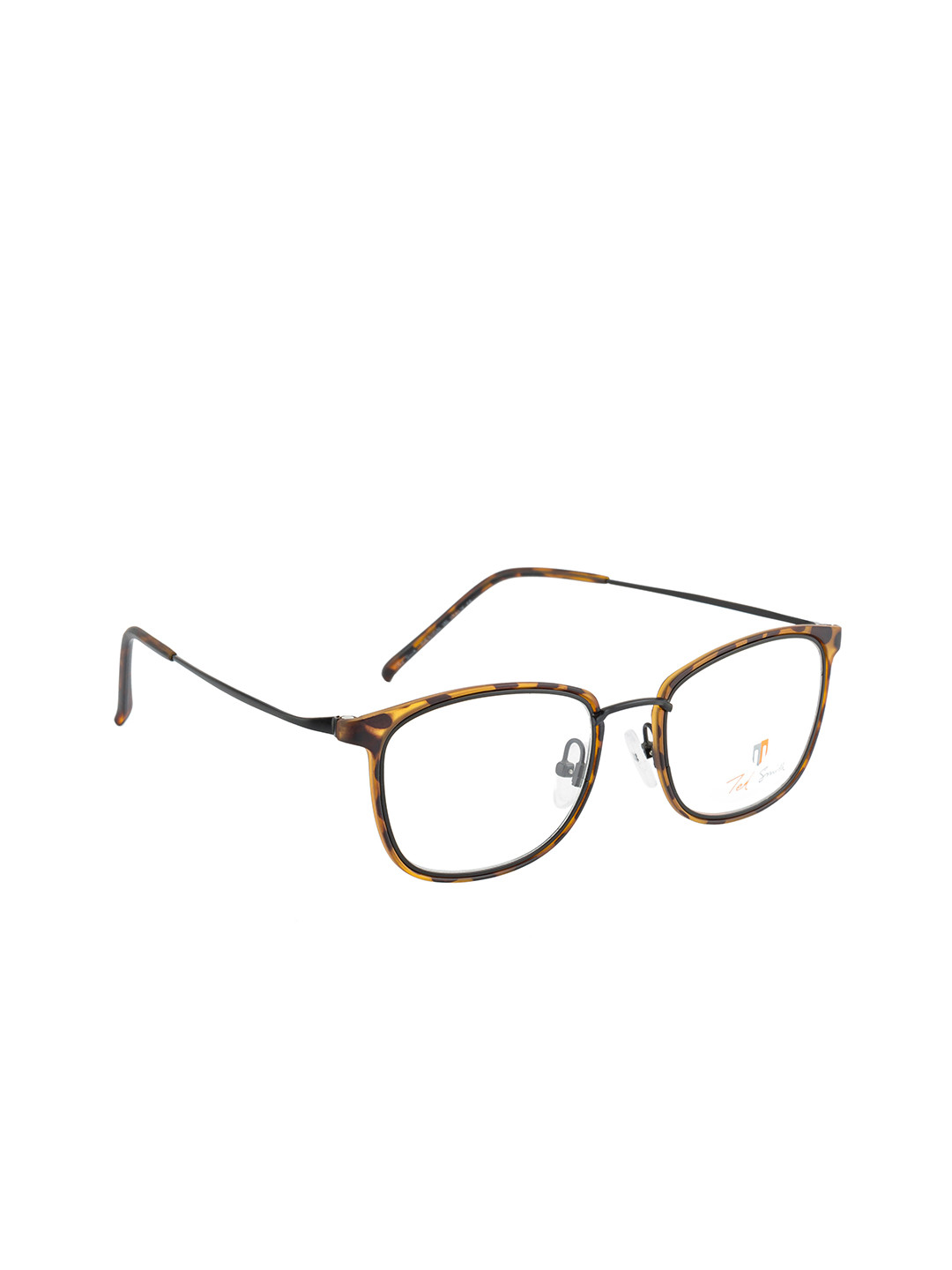 Ted Smith Unisex Brown & Yellow Full Rim Rectangle Frames Eyeglasses