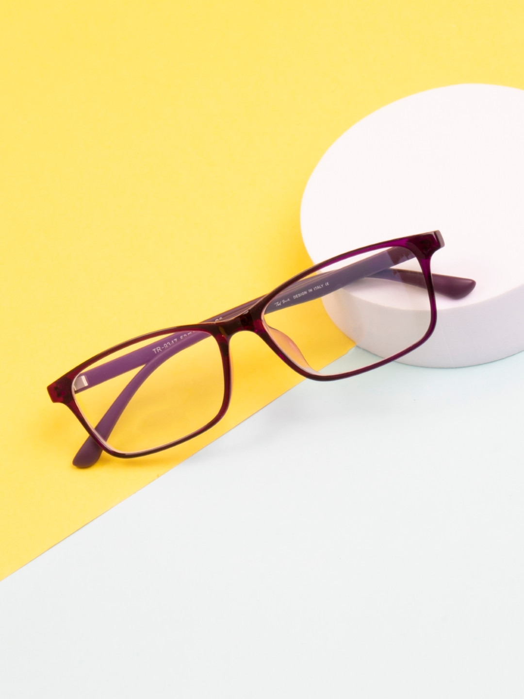 Ted Smith Unisex Purple Full Rim Rectangle Frames Eyeglasses