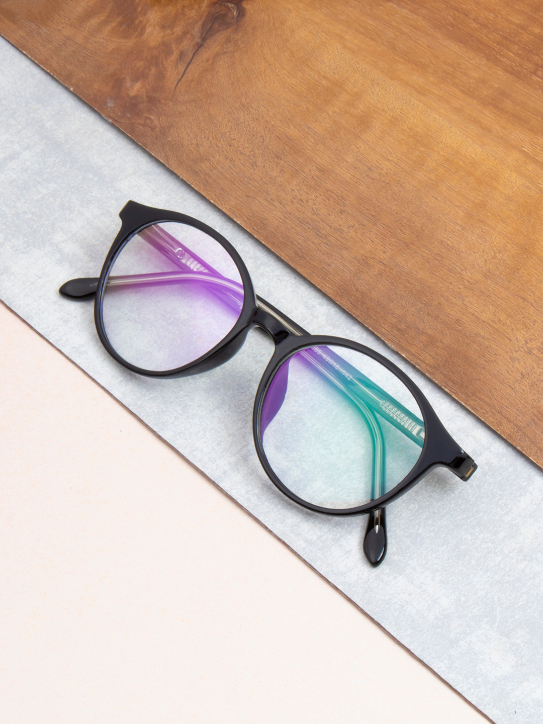 Ted Smith Unisex Black Full Rim Round Frames Eyeglasses
