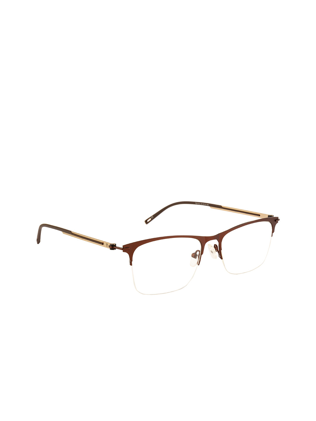 Ted Smith Unisex Brown Solid Half Rim Wayfarer Frames TSD-246_C5